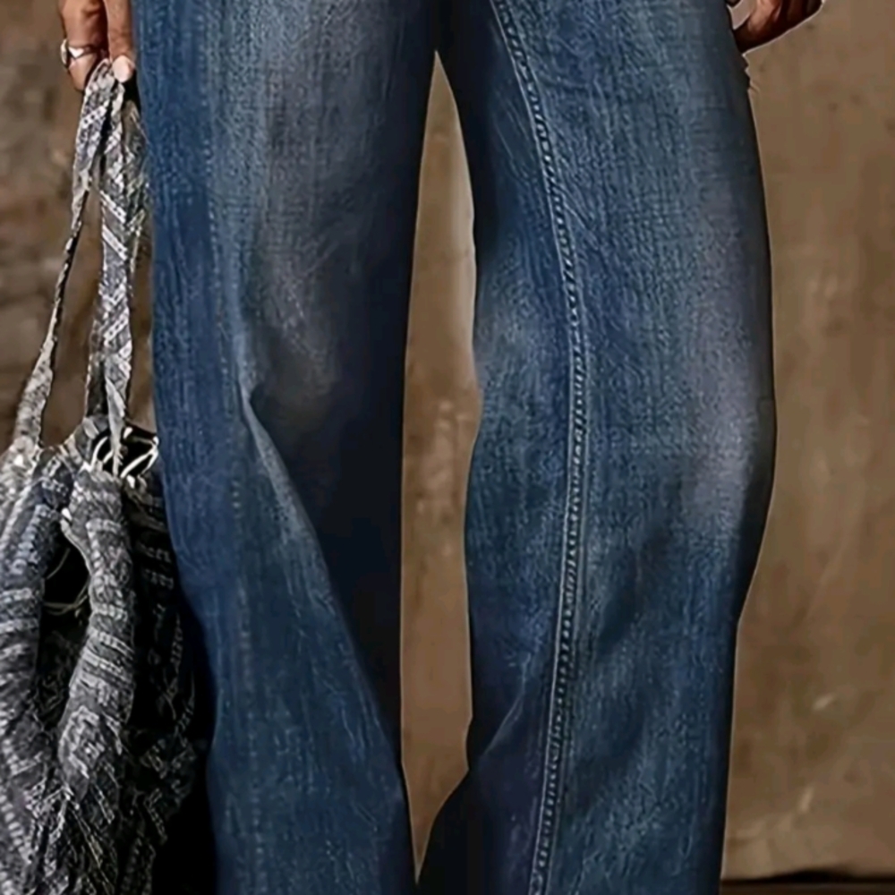 Elegant Indigo Wide Leg Jeans.